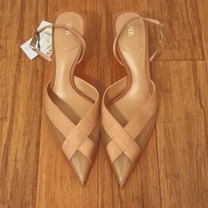 Zara NWT Size 10 Brown Slingback